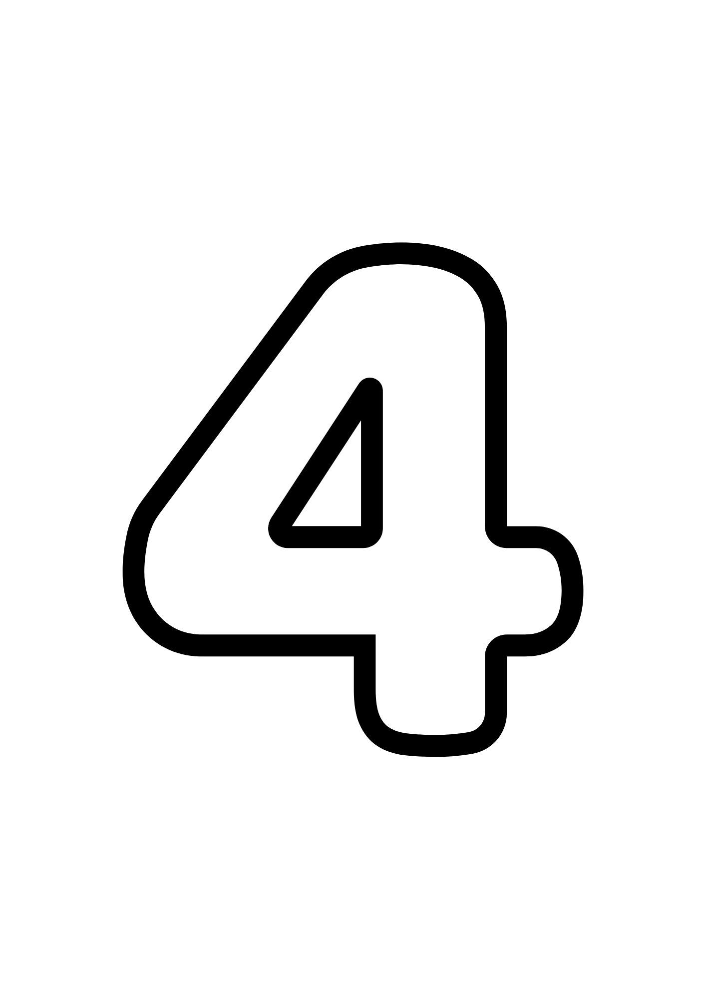 Coloriage à imprimer : Chiffre 4
