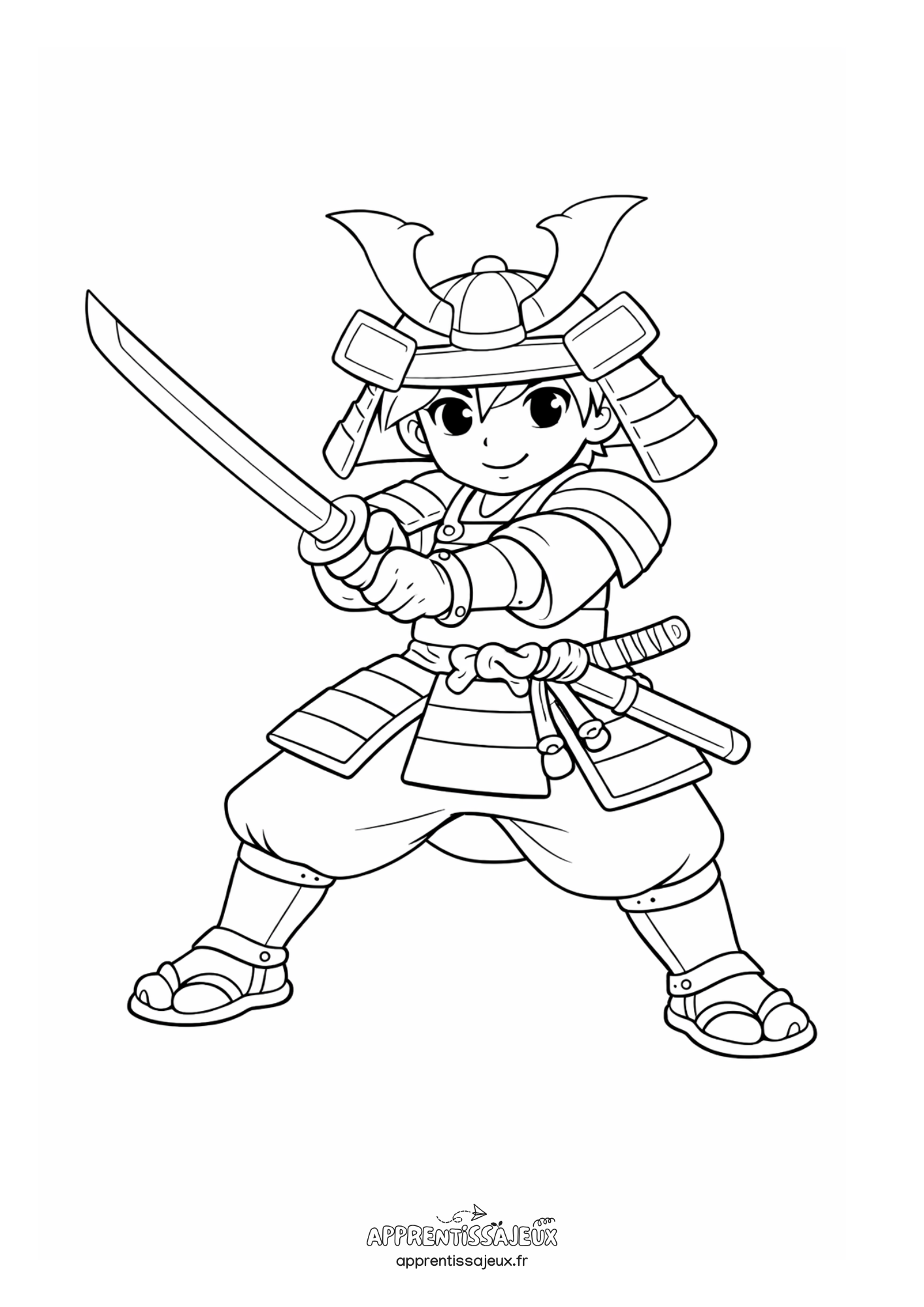 Illustration de Coloriage samouraï