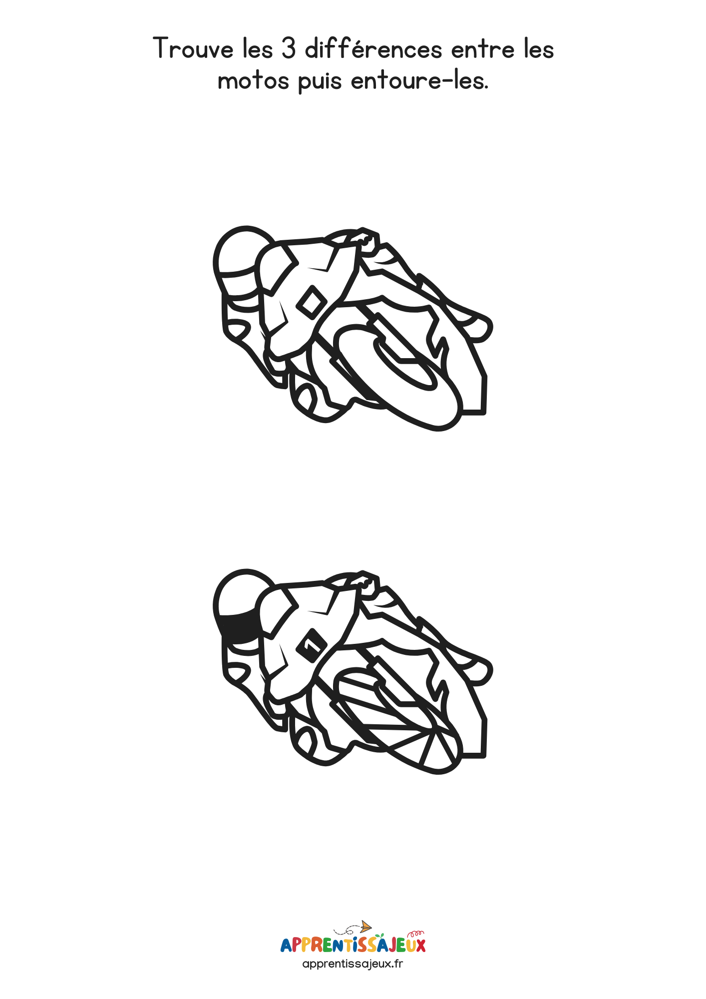 Ressource Petite section : Différences motos