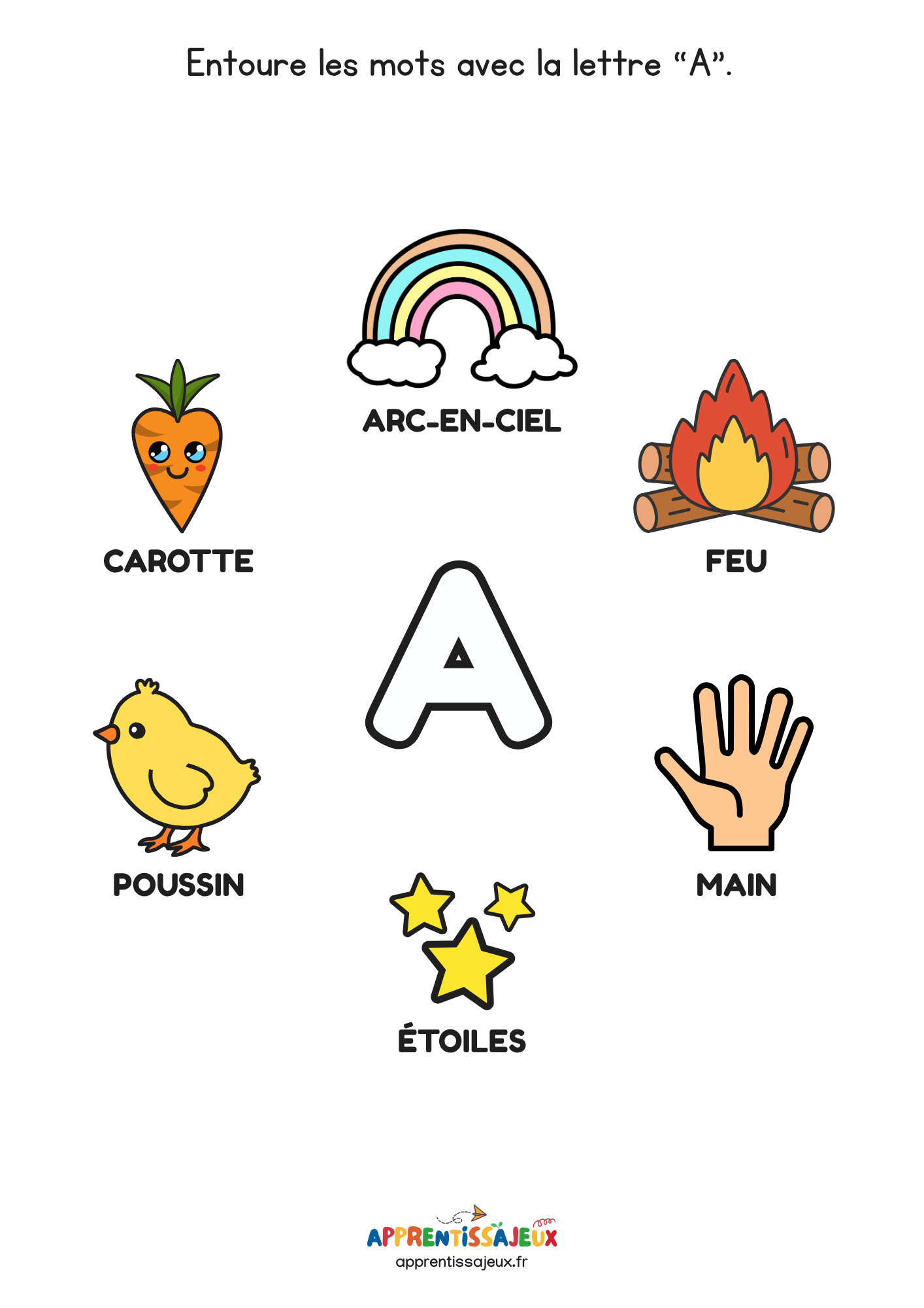 Ressource Petite section : Entourer les mots A