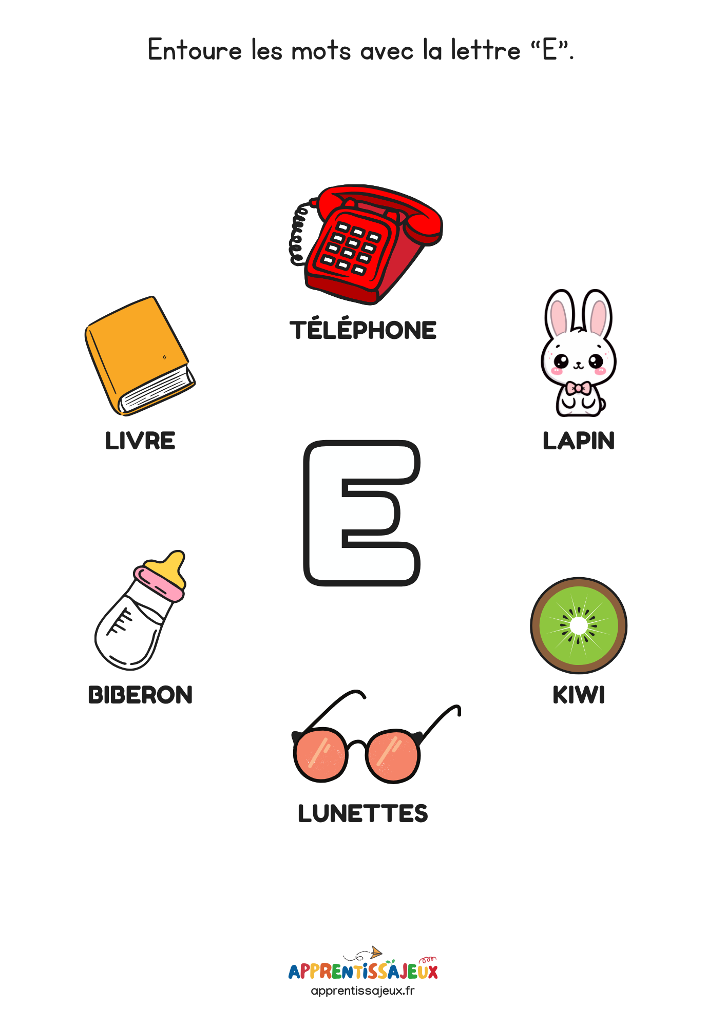 Ressource Petite section : Entourer les mots E