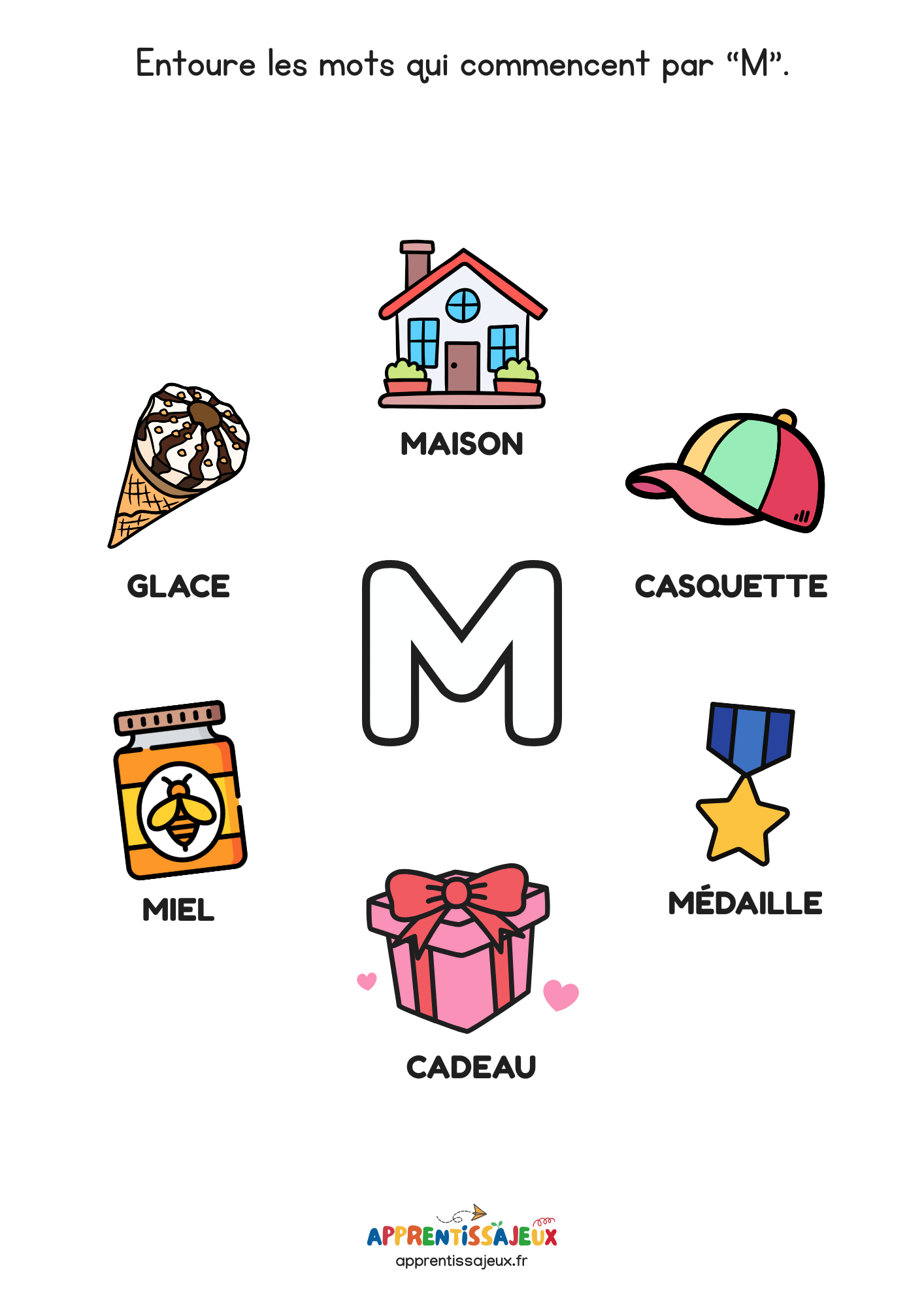 Ressource Petite section : Entourer les mots M