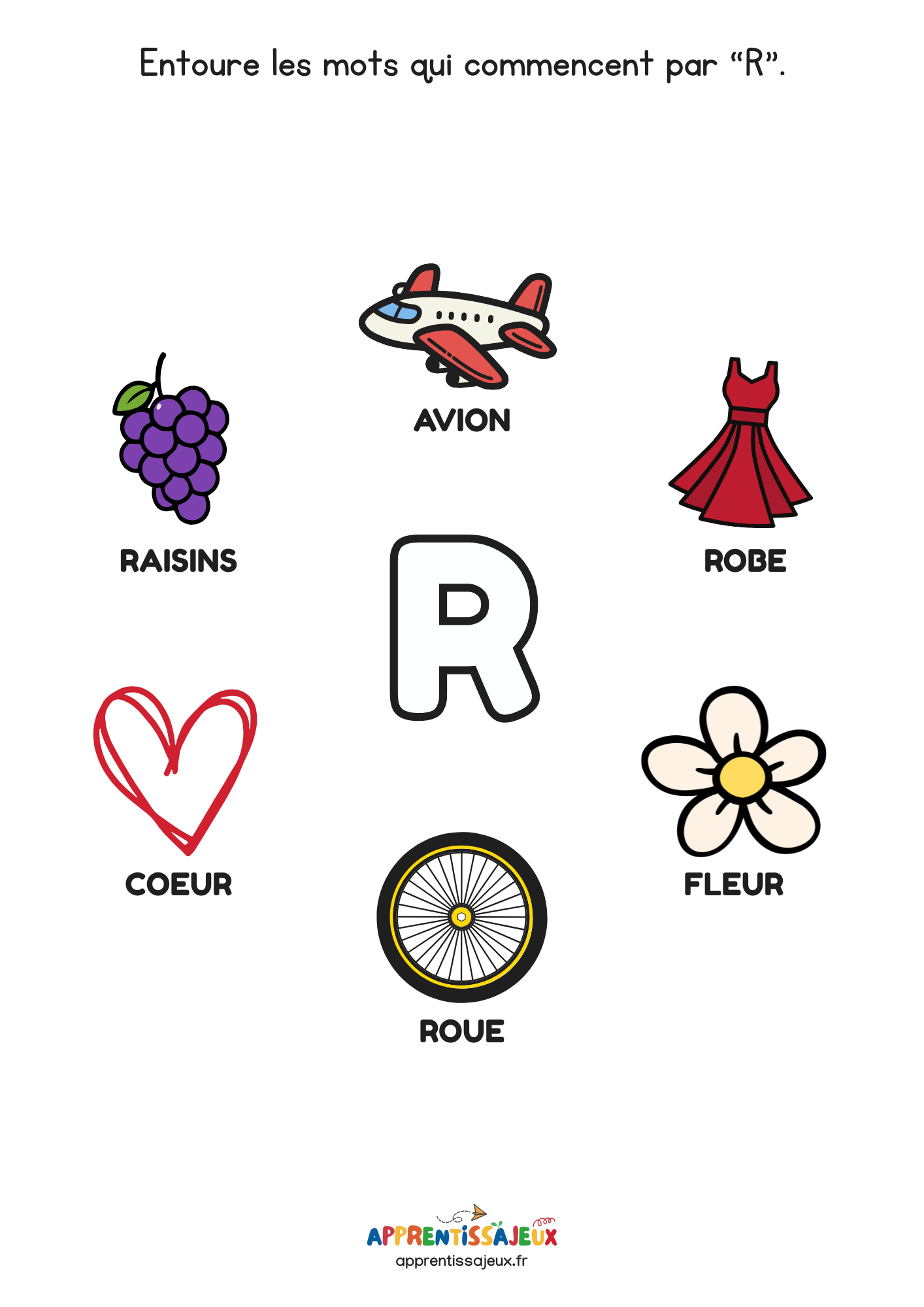 Ressource Petite section : Entourer les mots R