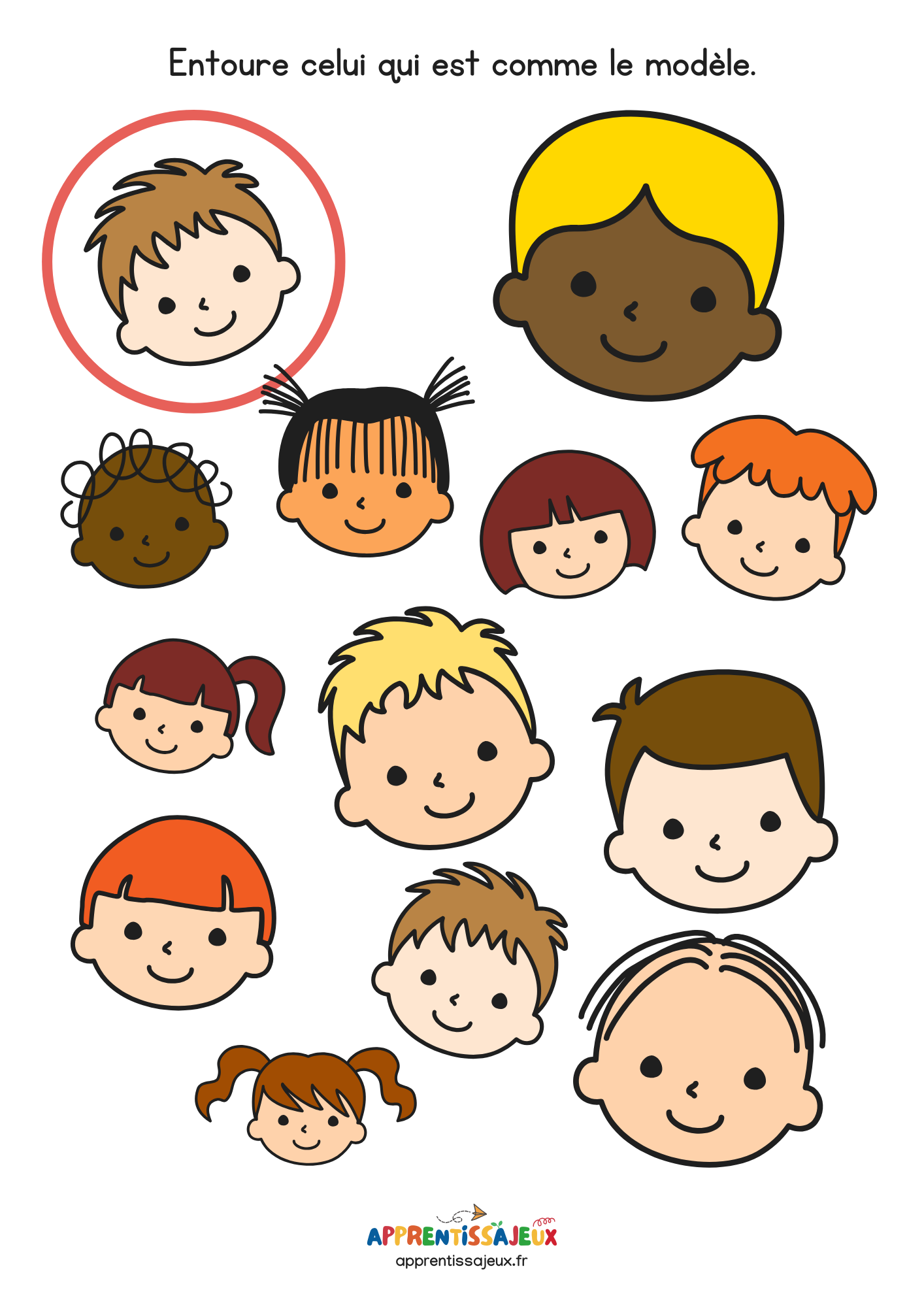 Ressource Petite section : Entourer les visages