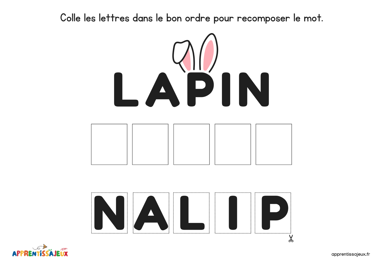 Ressource Petite section : Recomposer le mot