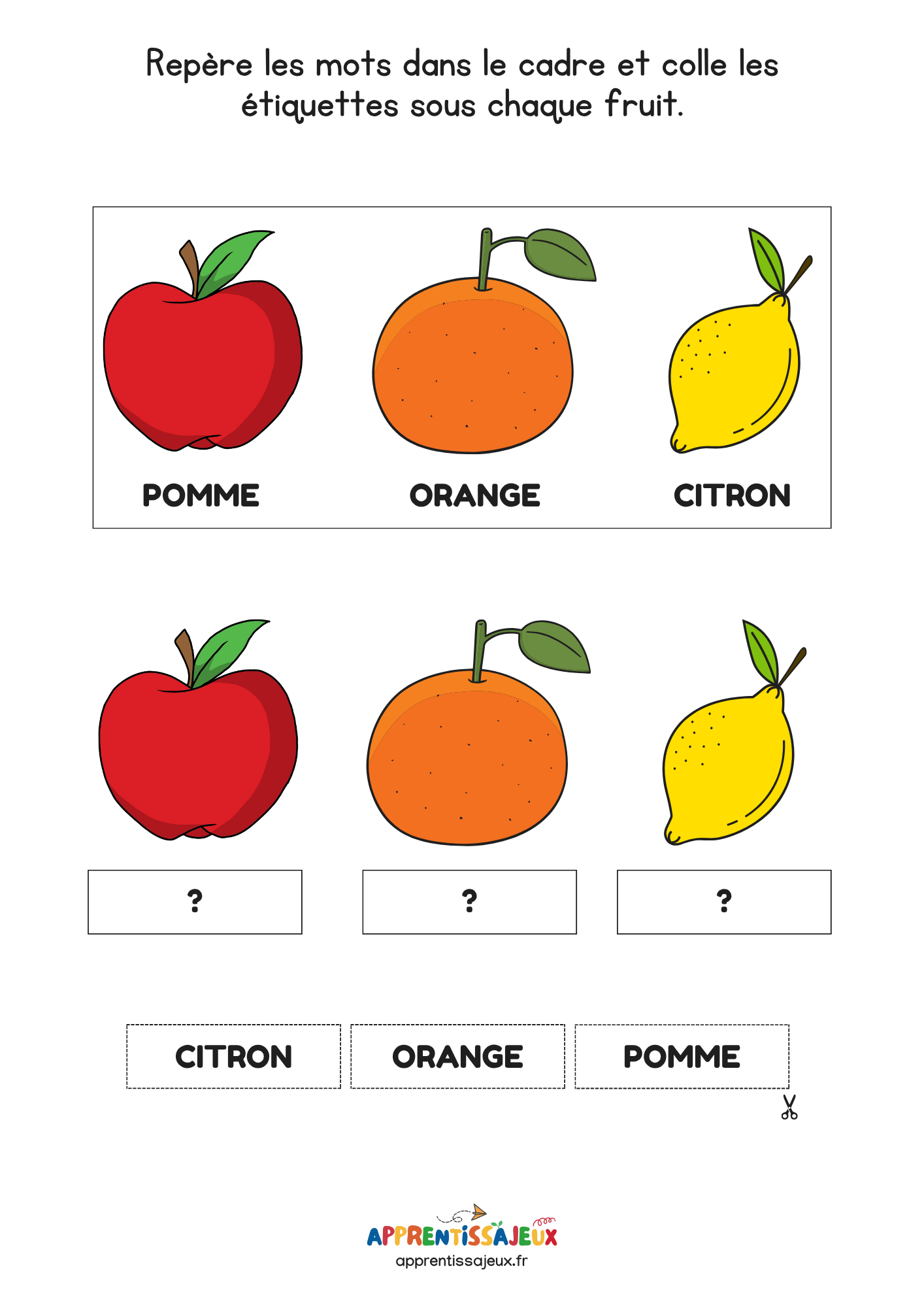 Ressource Petite section : Repérer les fruits