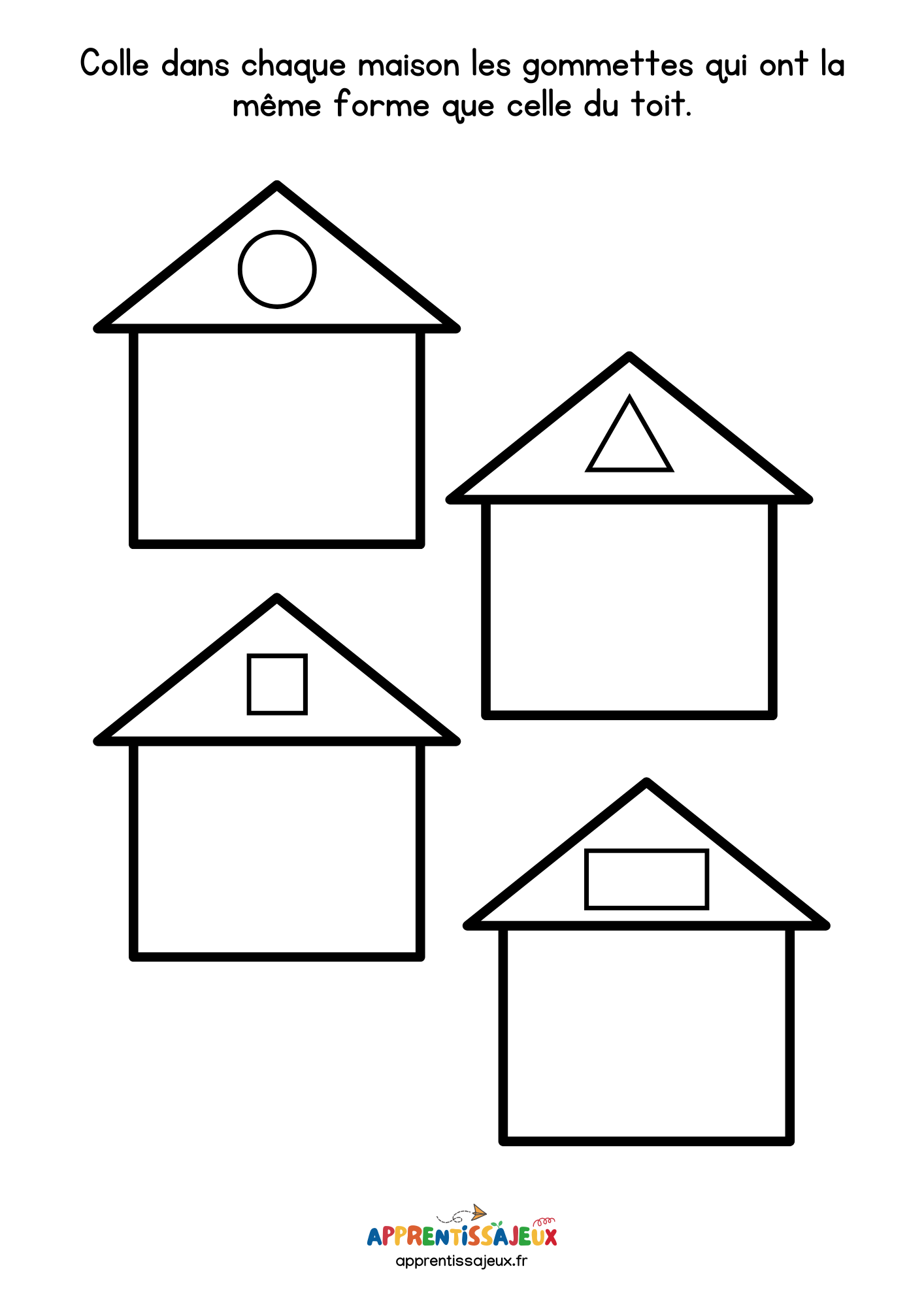Illustration de Associer formes maisons