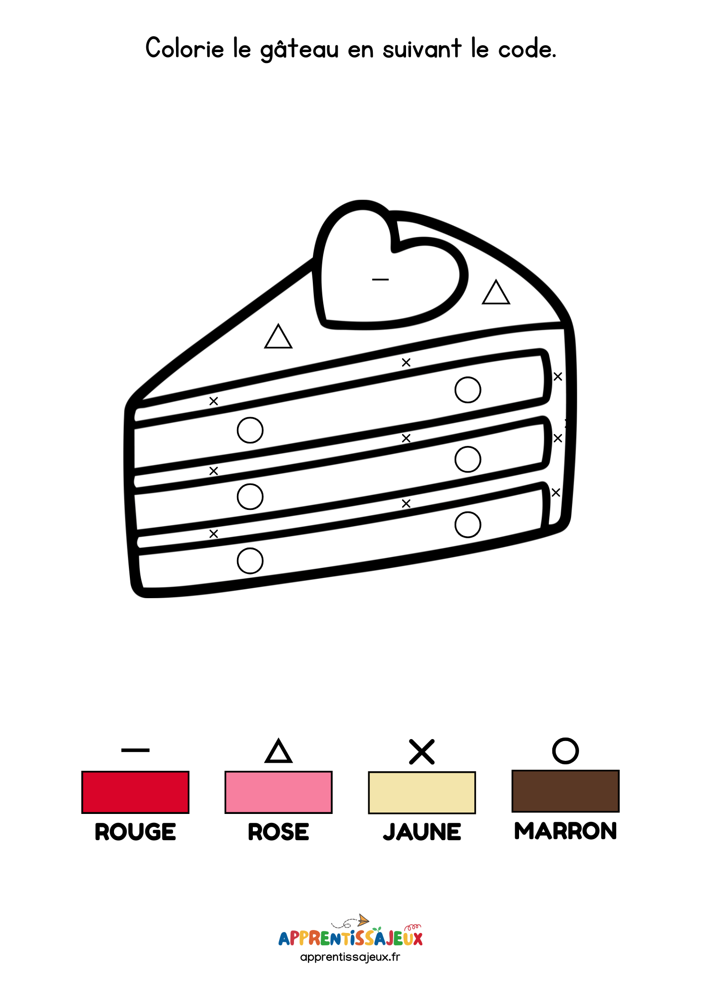 Illustration de Coloriage code gâteau